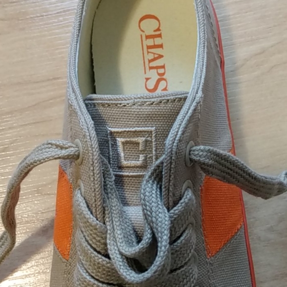 NWOT CHAPS Canvas Tan / Orange Sneakers 6.5 - Picture 7 of 7